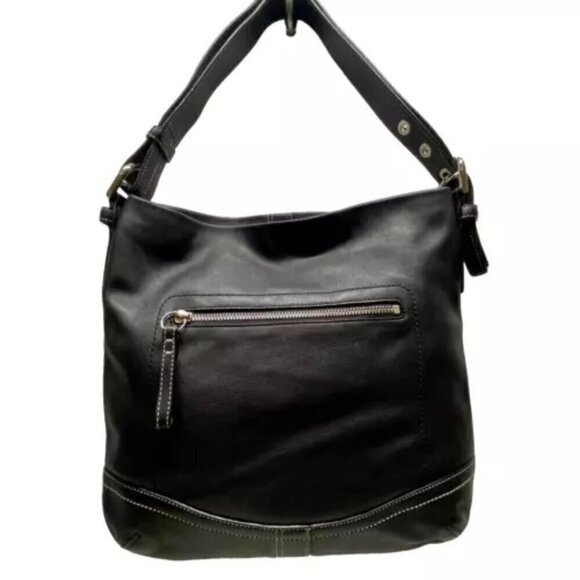 Coach Soft Leather Soho F10937 Black Slim Duffle Convertible Crossbody Bag EUC - Picture 1 of 16